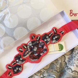 New Boden waist tie belt beaded red
